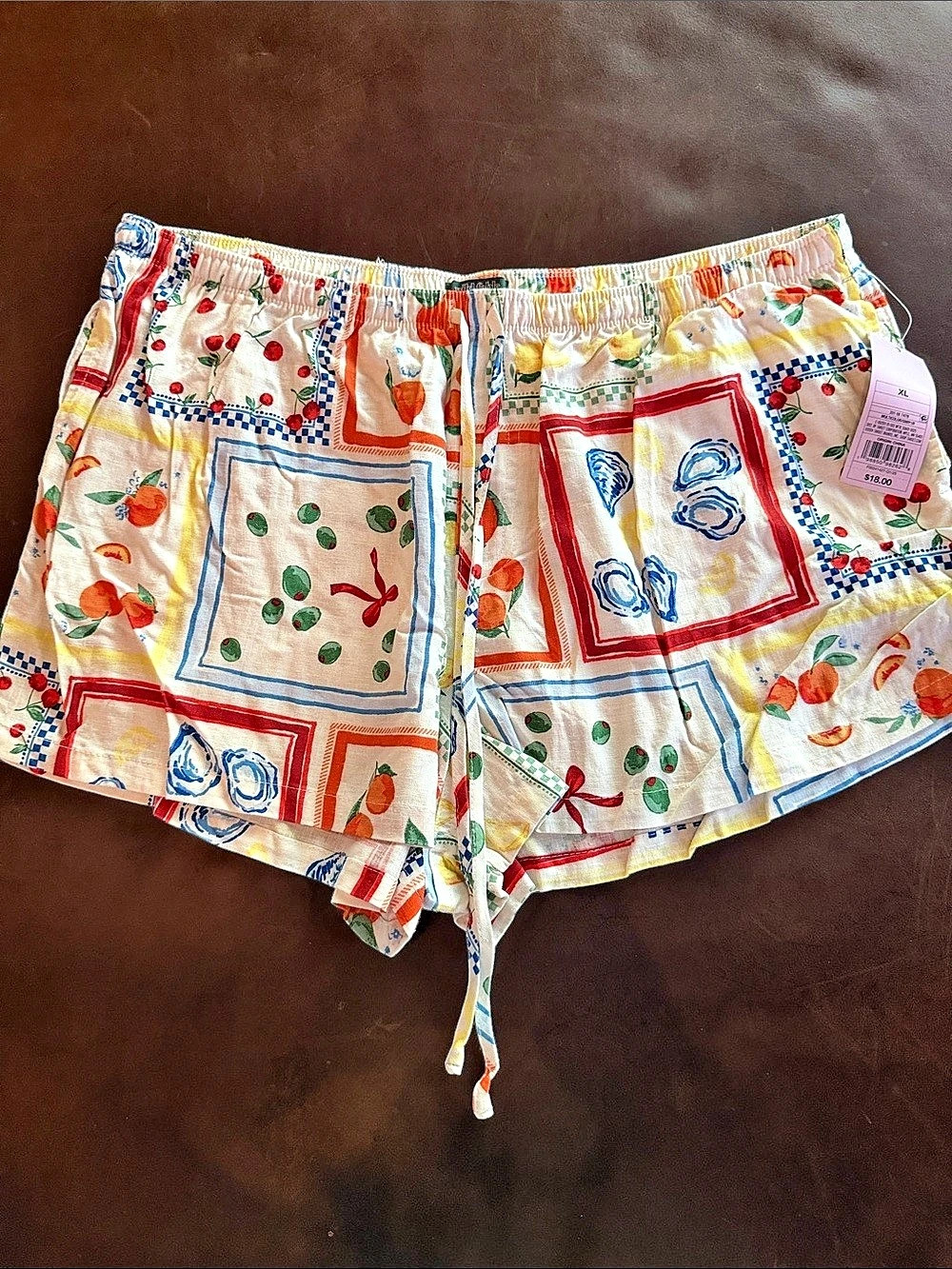 Wild Fable Printed Drawstring Shorts in Cream Multicolor Size XL NWT